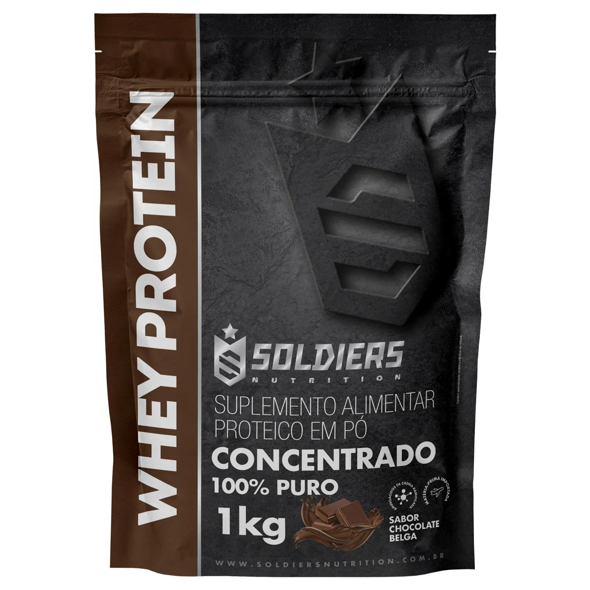 Whey Protein Concentrado 1kg - Chocolate Belga - Importado - Soldiers Nutrition