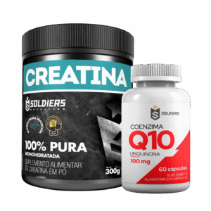 Kit: Coenzima Q10 100mg + Creatina Monohidratada Pote 300g – Soldiers Nutrition