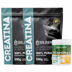 Kit: 2 Creatinas Monohidratada 500g + Vitamina C Em Pó 500g – 100% Pura Importada – Soldiers Nutrition