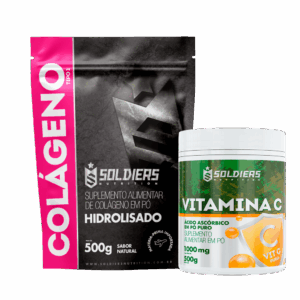 Kit: Colágeno 1Kg + Vitamina C Em Pó 500g – 100% Puro Importado – Soldiers Nutrition