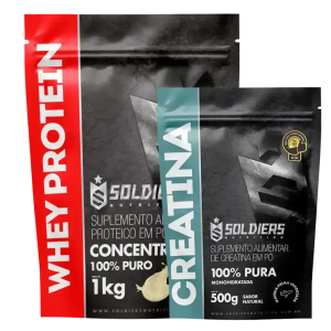 Kit: Whey Protein Concentrado 1Kg + Creatina Monohidratada 500g – 100% Importado – Soldiers Nutrition