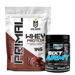 Kit: Whey Protein Primal 1Kg 100% Importado + Pré-Treino Sixt Army – Soldiers Nutrition
