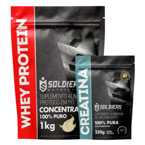Kit: Whey Protein Concentrado 1Kg + Creatina Monohidratada 250g – 100% Importado – Soldiers Nutrition