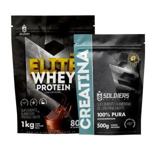 Kit: Elite Pro Whey Concentrado 80% 1kg + Creatina 500g – Soldiers Nutrition