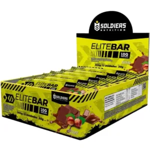 Kit: Elitebar 30g Barra De Proteína CX 12 UN – Soldiers Nutrition Sabor:Chocolate C/Avelã